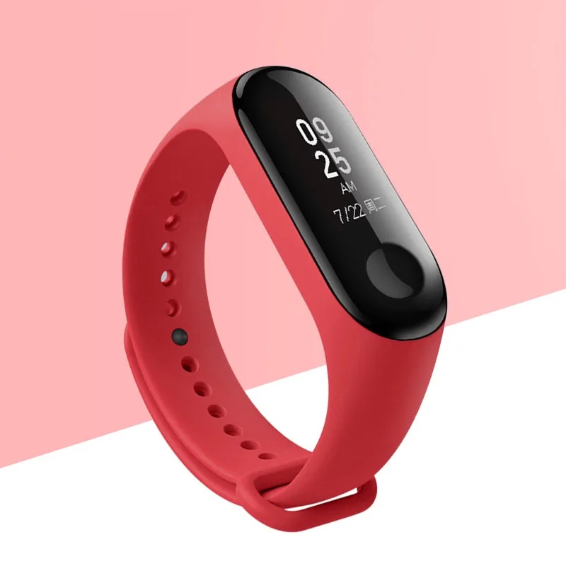 Red Ремешок для Xiaomi mi 3 4, силиконовый браслет для mi Band 3, умные часы, цветной сменный Браслет - Цвет: Red