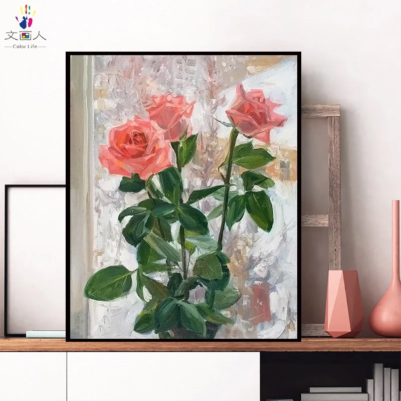 Diy Раскраска по номерам цветы фотографии краски ручной работы с наборами в