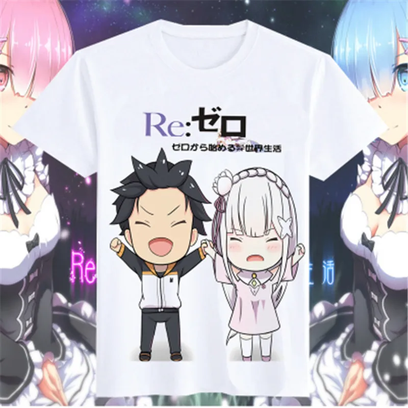 Re:Zero Kara Hajimeru Isekai Seikatsu футболка аниме Эмилия Рем маскарадная студенческие топы с