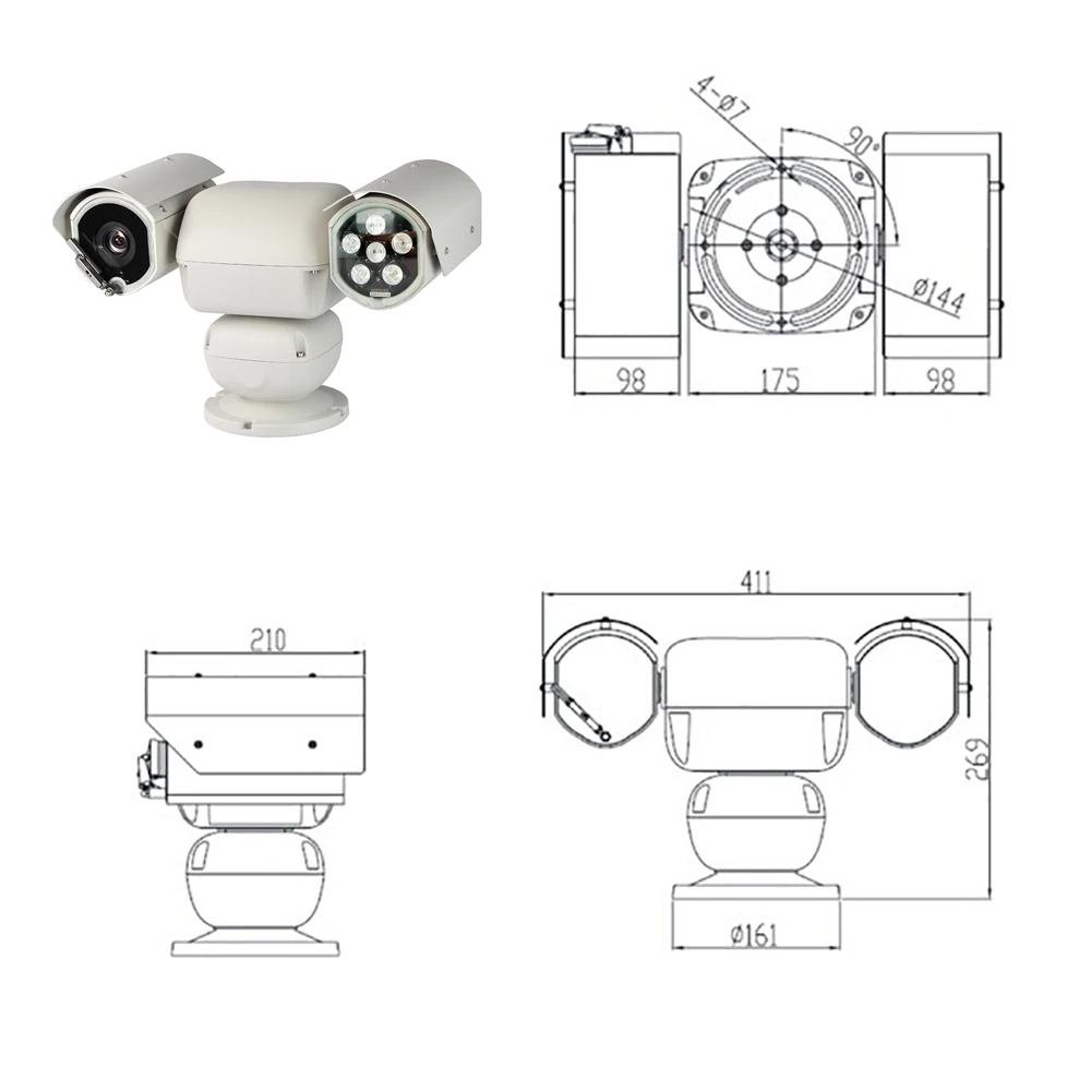 Новый 2 мегапиксельный инфракрасный стеклоочиститель IP камера слежения PTZ с
