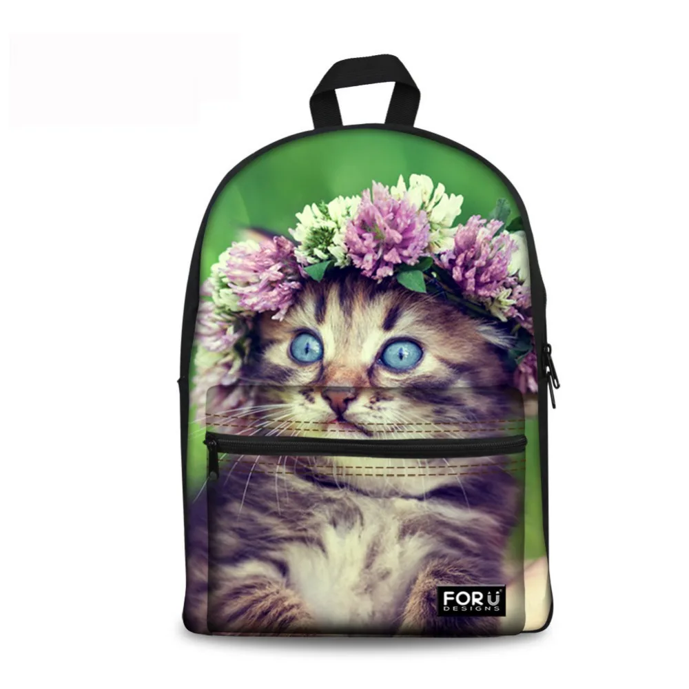 NoisyDesigns Boys Girls School Backpack lovely flower cat printing Mochila Rucksack bag for Teenage students Shoulder Bag |