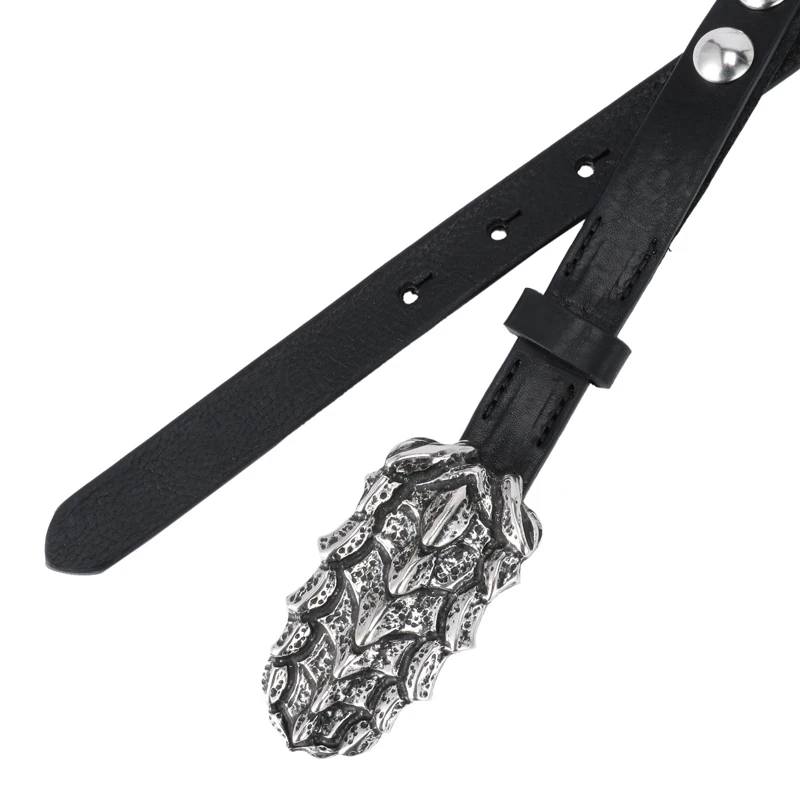 Женское винтажное черное платье из натуральной кожи ремень коровьей тонкий с