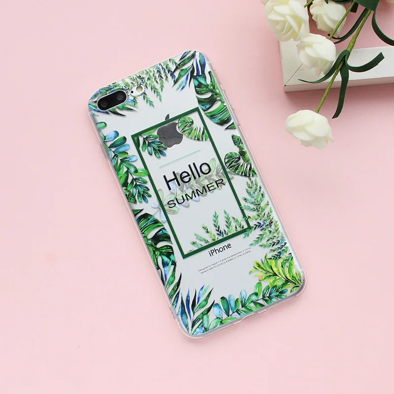MISSCASE силиконовый чехол для телефона iPhone X 7 8 плюс листьев ясно coque Apple 6 6s 5 5S SE Дело