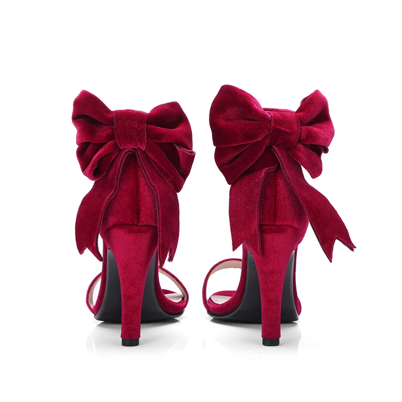Женские босоножки на высоком каблуке с бантом и открытым носком|heels sandals women|high heels
