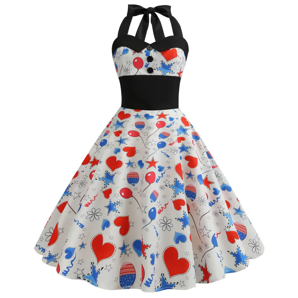 Ретро милое платье для женщин до колена без бретелек Холтер 50s 60s готическое