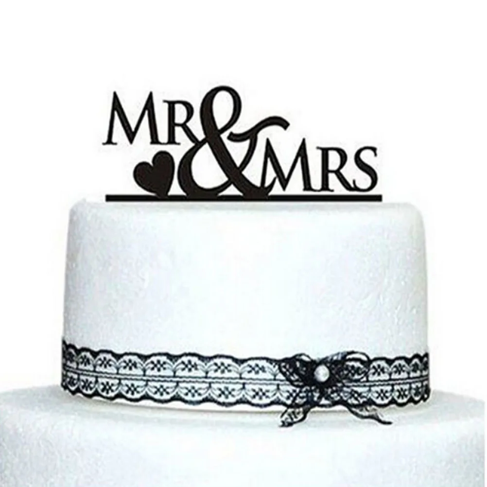 1 шт. любовь Mr Mrs топперы на свадебный торт вечерние события украшения кондитерских изделий романтическое Двойное сердце стиль деревянный стенд топперы(черный