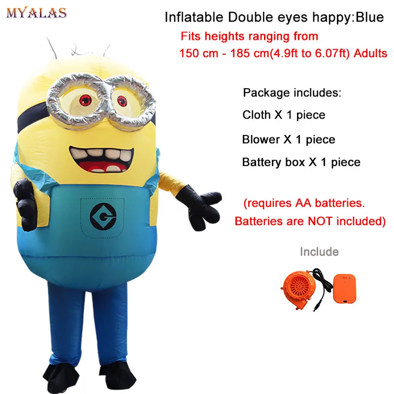 Adult blue minion Пурим карнавальный парадный костюм Миньоны надувной взрослый маскарадный костюм Пикачу костюм на Хэллоуин костюм Миньона синий красный - Цвет: Adult blue minion