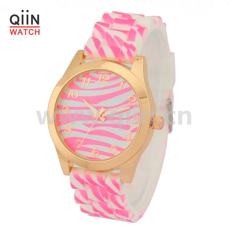 QD0201 factory direct detonation paragraph Geneva watch rose gold shell camouflage silicone students | Наручные часы