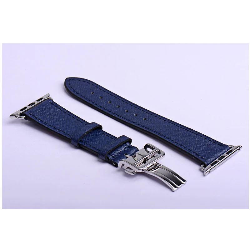 dark blue Кожаный ремешок для Apple watch band 4 44 мм 40 мм iwatch band 42 мм 38 мм браслет с пряжкой для Apple watch 4 3 21 - Цвет ремешка: dark blue
