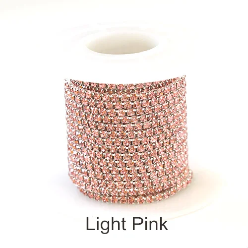 Light Pink SS6, 1 ярд, 5 ярдов, Красочные Стразы, цепочка, стекло, ПРИШИТАЯ отделка, с серебряным интенсивным коготком, для украшения своими руками, F0091 - Цвет: Light Pink