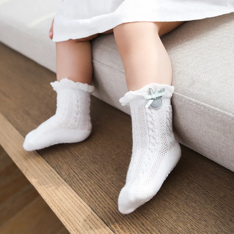 3 пары носков для малышей с бантом хлопоковый новорожденных носки девочек милые