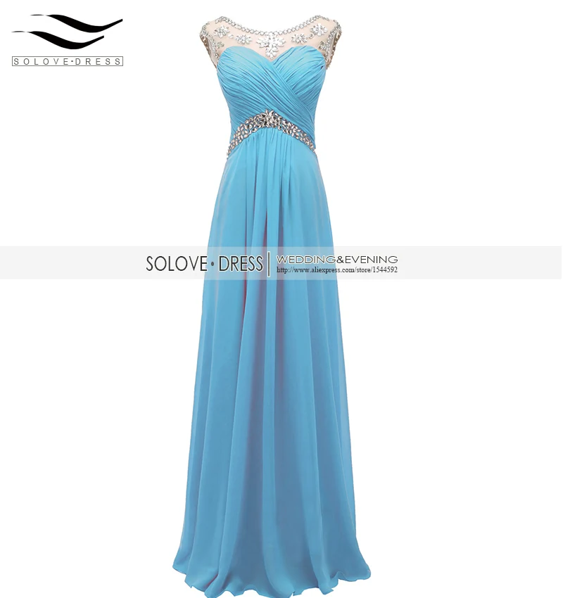 Blue Solovedress реальные фотографии Совок Искрящийся Коралл платье с бисером для выпускного вечера длинное вечернее платье с блестками Vestidos De festa longo SLP0008 - Цвет: Blue