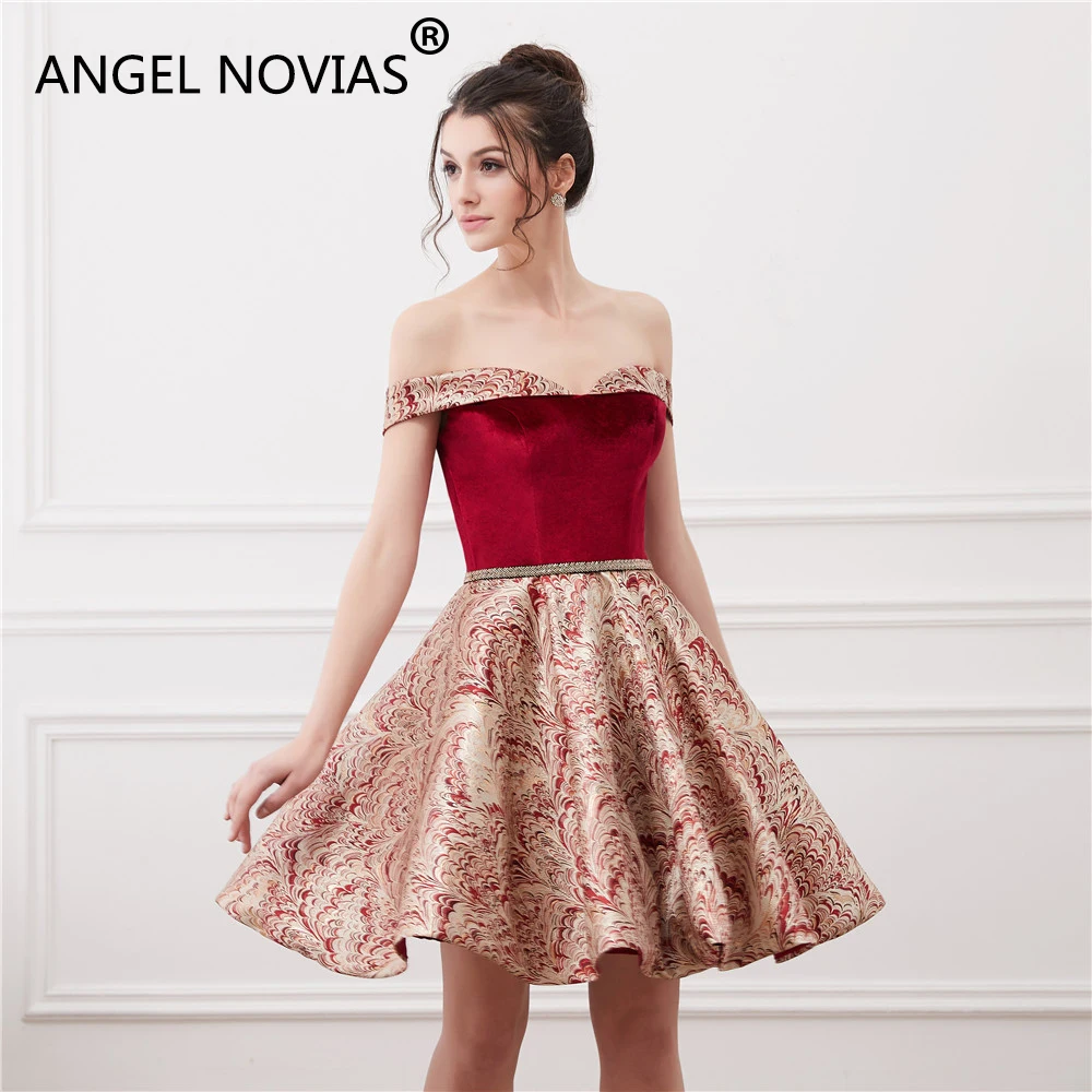 Angel Novias реальная фотография Сексуальная бордовое короткое коктейльное платье Abiti