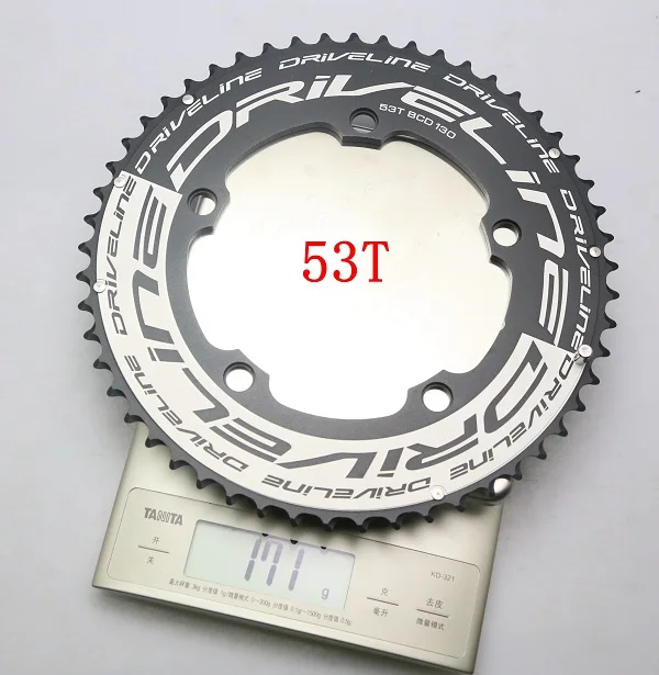 53t black silver Трансмиссии CNC 50/53/54/55/56/58T дорожный велосипед TT передняя Звездочка 9/10/11 с 130BCD - Цвет: 53t black silver