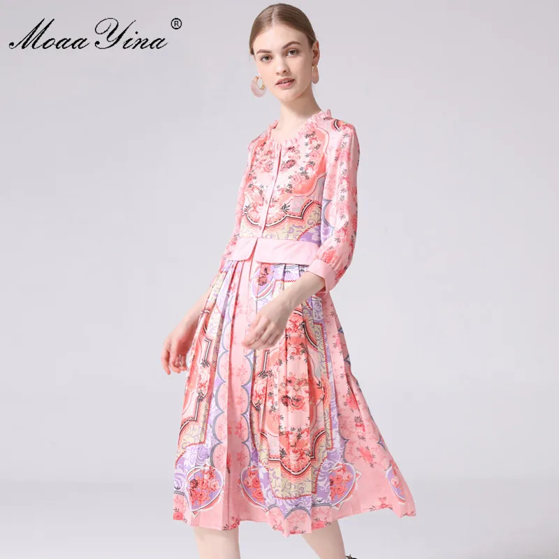 Женское винтажное плиссированное платье MoaaYina дизайнерское подиумное с