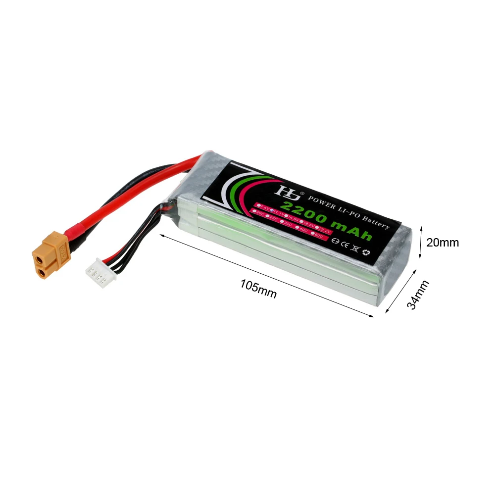 11 1 V 2200 mAh 25C LiPo батарея 3 S с вилкой XT60 для RC Квадрокоптер самолет вертолет