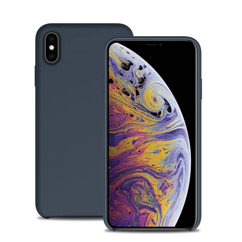 WOW Чехол жидкий силиконовый чехол для телефона для iPhone Xr iPhone Xs Max гелевая Резиновая Защитная задняя крышка для iPhone X 10 Coque - Цвет: Dark blue