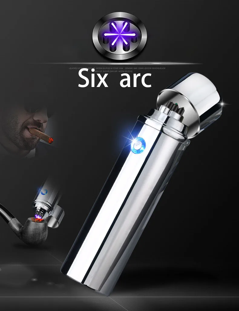 

Plasma Ciga Lighter Six ARC USB Lighter 550MAh Bettery For Electronic Igniter Windproof