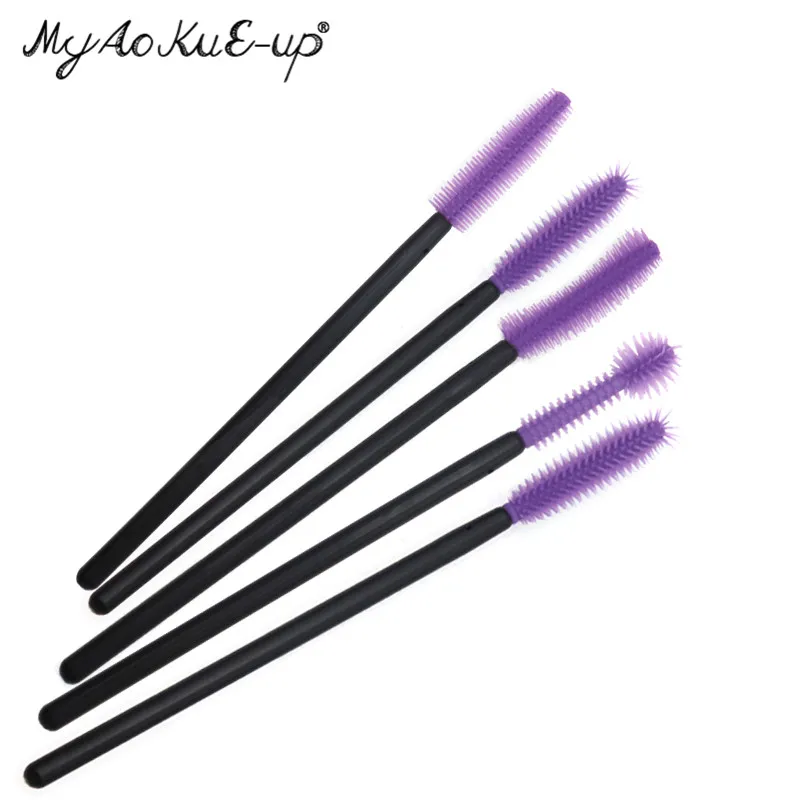Одноразовый силиконовый аппликатор для туши 200 шт Темно фиолетовый цвет макияж