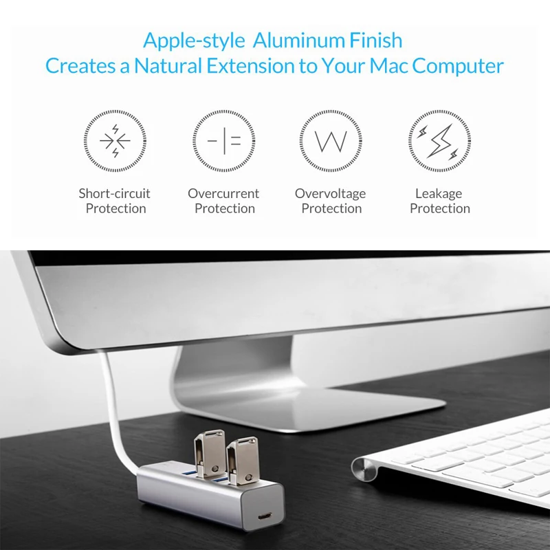 Алюминиевый USB 3 0 концентратор USB-C Type-C адаптер с микро интерфейсом питания для