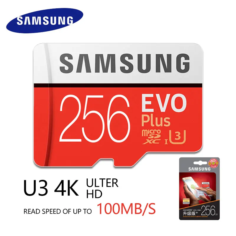 

SAMSUNG Microsd Card 256G 128GB 64GB 32GB 16GB 8GB 100Mb/s Class10 U3 U1 SDXC Grade EVO+ Micro SD Card Memory Card TF Flash Card