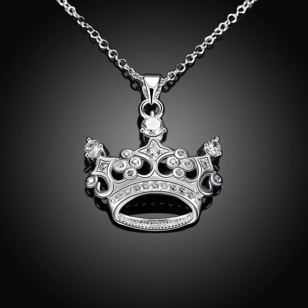Серебряный Цвет Корона Подвеска Цепочки и ожерелья кубический циркон Кристалл