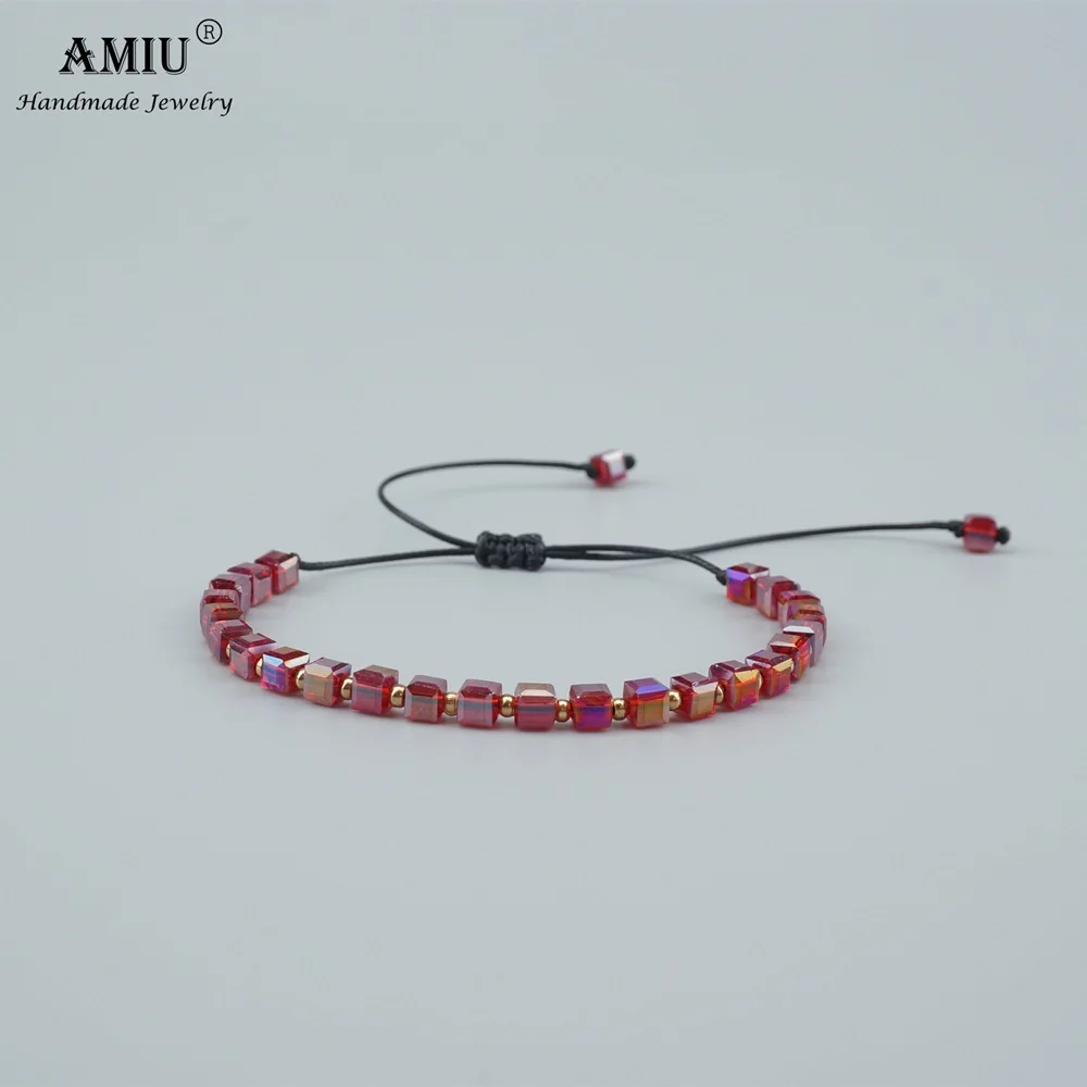 Ювелирные изделия AMIU, 9 цветов, красочные браслеты ручной работы с кубиками и кристаллами, популярные тканые трендовые бразильские браслеты для женщин и мужчин, браслет