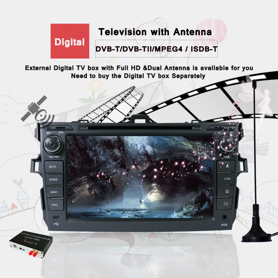 2 din android 10 0 автомобильный dvd-плеер для Toyota Corolla 2007 2008 2009 2010 2011 Восьмиядерный 8 дюймов