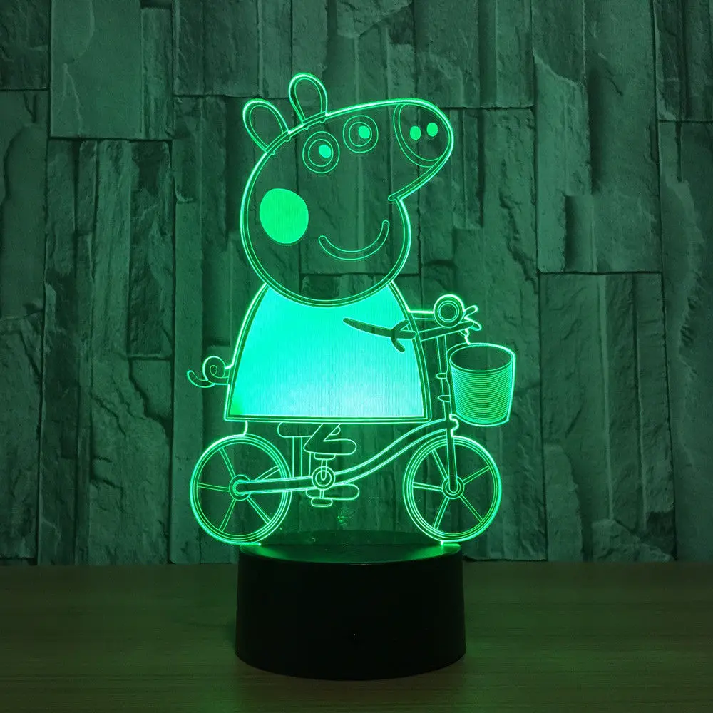 3D визуальный LED Огни ночного светильника свинья свет в ночь 7 цветов изменить