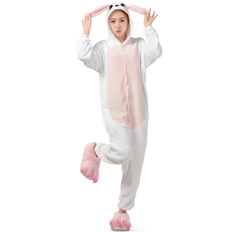 Милые животные розовый кролик Kigurumi пижамы для женщин взрослых мультфильм