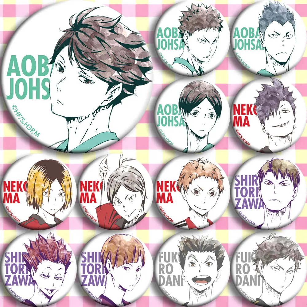 58 мм анимация Haikyu Nekoma средней школы волейбол Kozume Kenma Kiyoko Bage брошь