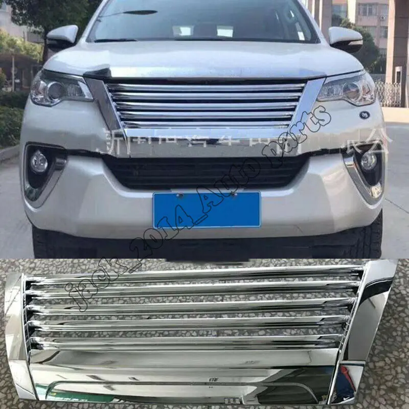 Серебристый хромированный передний решетчатый гриль ABS Подходит для Toyota Fortuner SUV