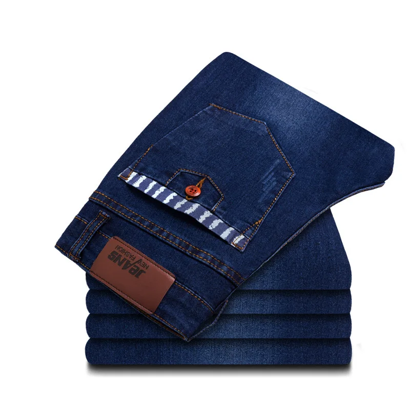 Мужские джинсы с эластичным поясом облегающие прямые большого размера весна