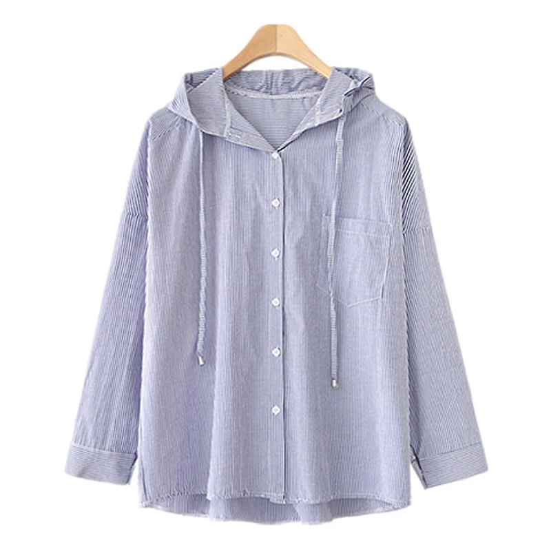 Женская блузка в полоску Trytree Повседневная рубашка из полиэстера и хлопка с