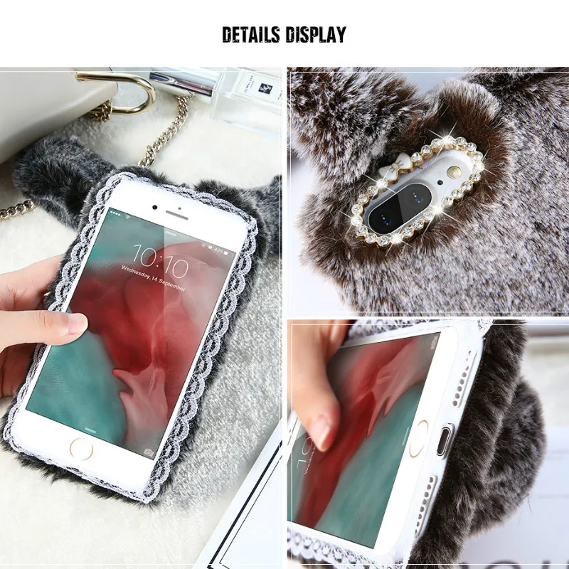 Rabbit Hair Case For Samsung A3 A5 A7 J3 J5 J7 2016 2017 Fluffy Fur Soft Galaxy S8 S9 Plus Note 9 8 |