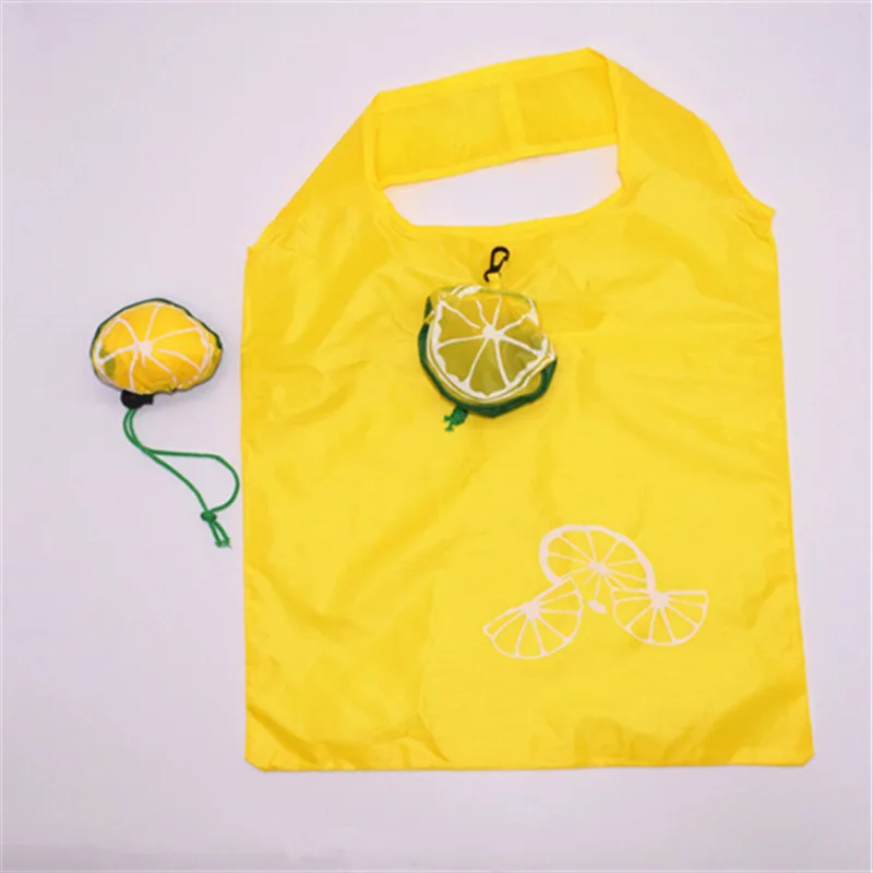 lemon Милая сумка для хранения фруктов, складные сумки многоразового использования для покупок, складная нейлоновая сумка для продуктов, Большая вместительная домашняя Эко сумка-тоут, 1 шт - Цвет: lemon