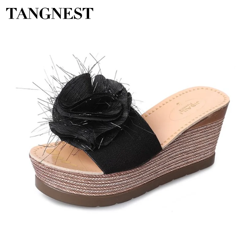 TANGNEST/высота incresaing Для женщин Шлёпанцы для на толстой подошве Нескользящие