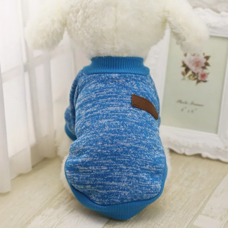 Light Blue Классическая теплая одежда с принтом в виде собак Щенок наряд куртка для питомца, кошки пальто Зимний мягкий свитер Костюмы для маленьких собак чихуахуа XS-2XL Размеры - Цвет: Light Blue