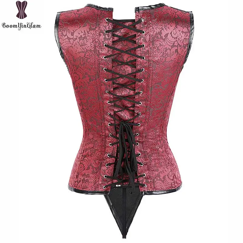 Стимпанк готический корсет панк бюстье со стальным каркасом цветочный