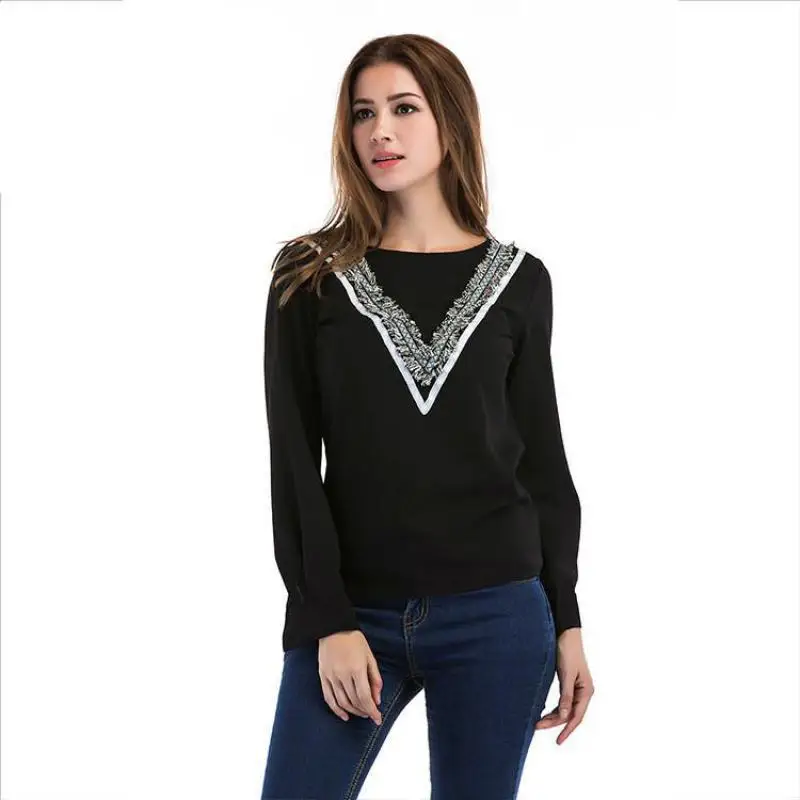 NFIVE Brand 2017 Women Thin Lace T-shirts Europe And America Autumn New Long Sleeved T-shirt Quality Fashion Casual Loose Shirt | Женская