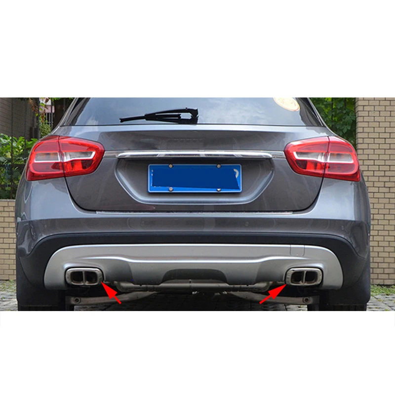 2x Chrome Stainless Steel Rear cylinder exhaust pipe Cover Trim For Mercedes-Benz GLA Class X156 2015-2017 | Автомобили и