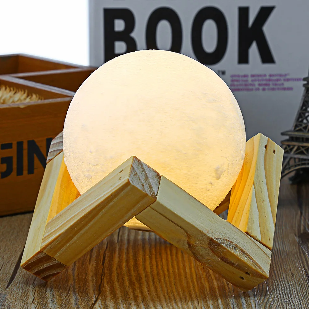20 CM UE3D020 Rechargeable 3D Print Moon Lamp 2 Color Change Touch Switch Bedroom Bookcase Night Light Home Decor Creative Gift | Лампы и