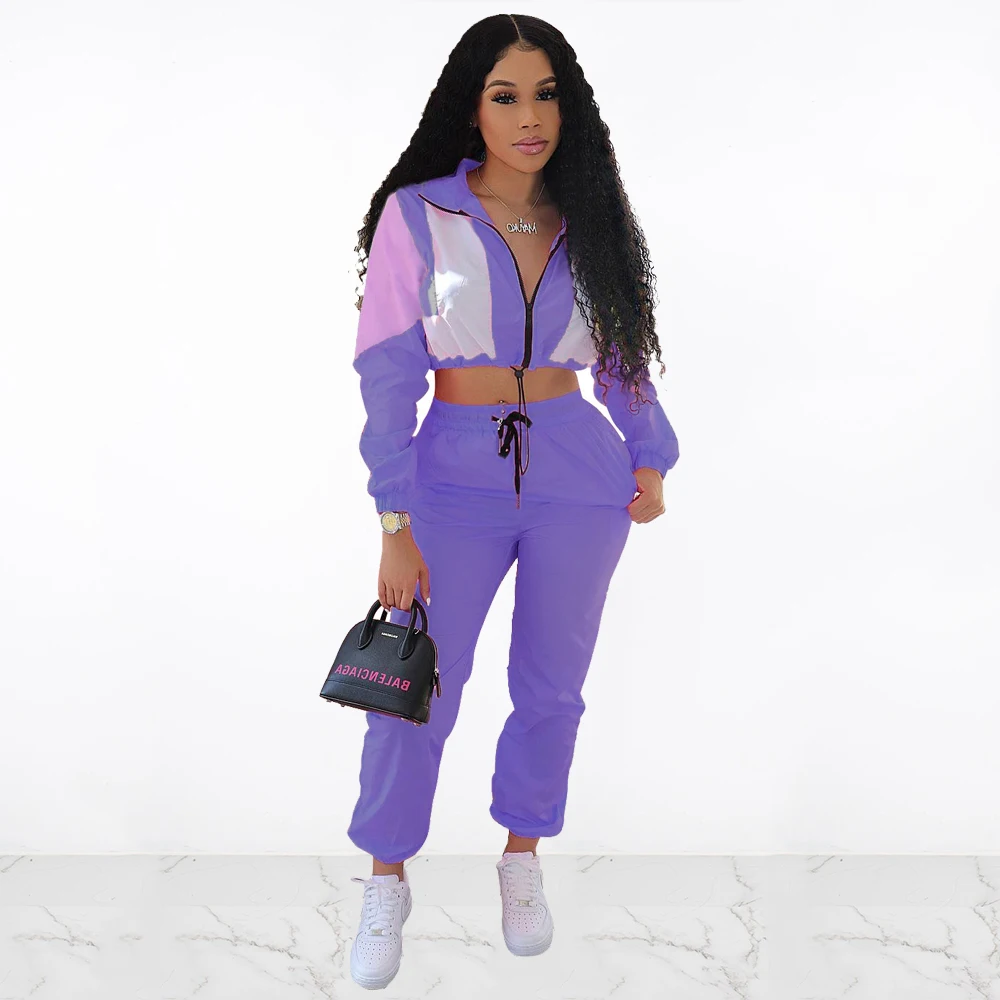 Женский Повседневный Спортивный костюм из двух предметов флуоресцентные