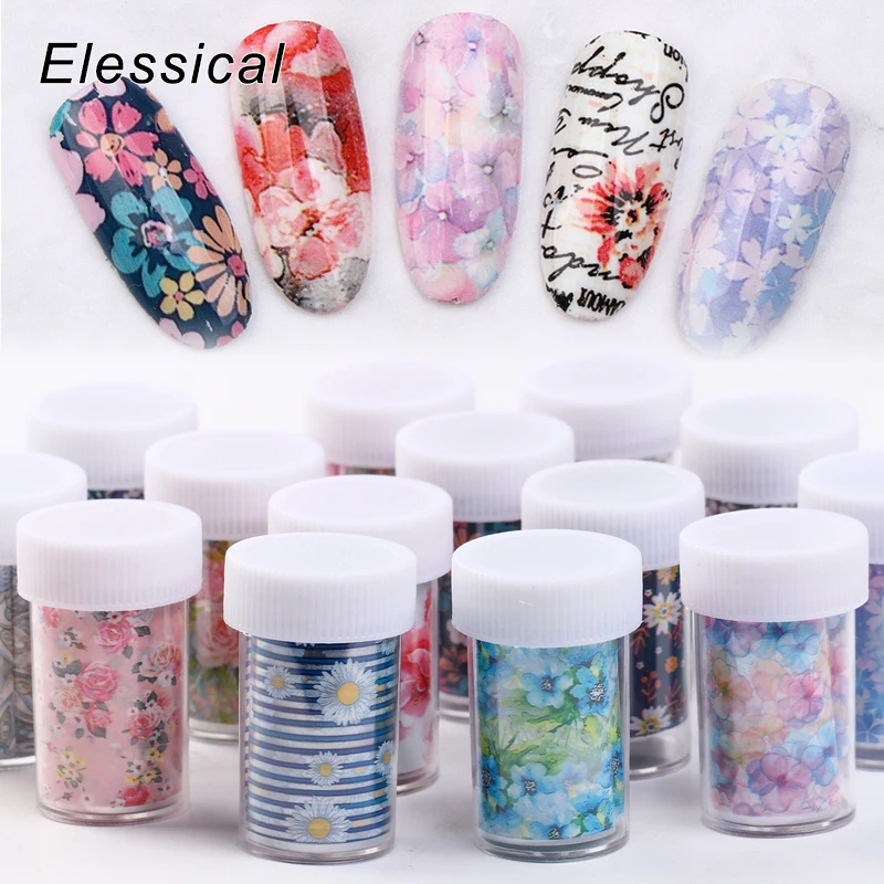 Наклейки для дизайна ногтей в виде цветов 100*4 см цветные переводные наклейки