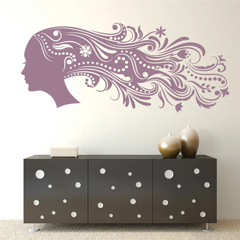 

Виниловая наклейка для красоты волос, фотообои для красивой девушки, художественная роспись, наклейка на окно салона красоты, постер для па...