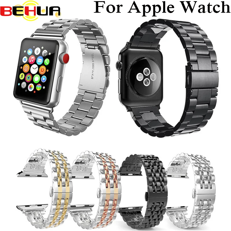 Ремешок из нержавеющей стали с пряжкой для Apple Watch новый ремешок звеньевой