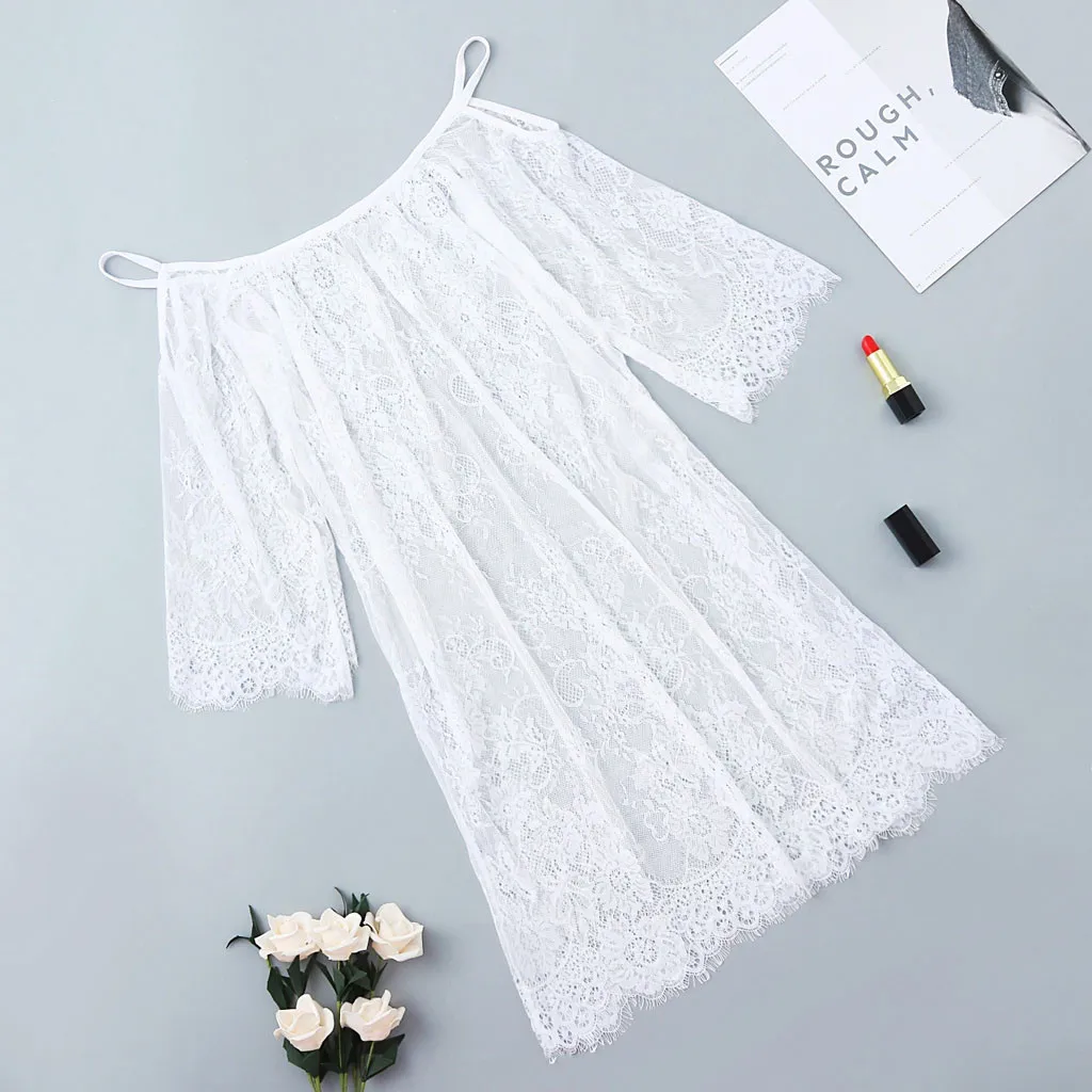 2019 летняя однотонная кружевная Пляжная накидка на бретельках Пляжное платье с