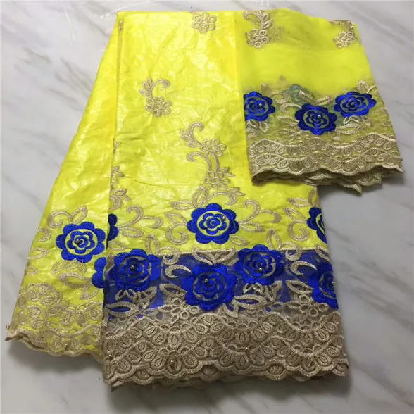 African Lace Fabric Guinea Bazin Riche Set With 2 Yard French Net 2018 Latest Getzner 16-8-1pp sky blue | Дом и сад