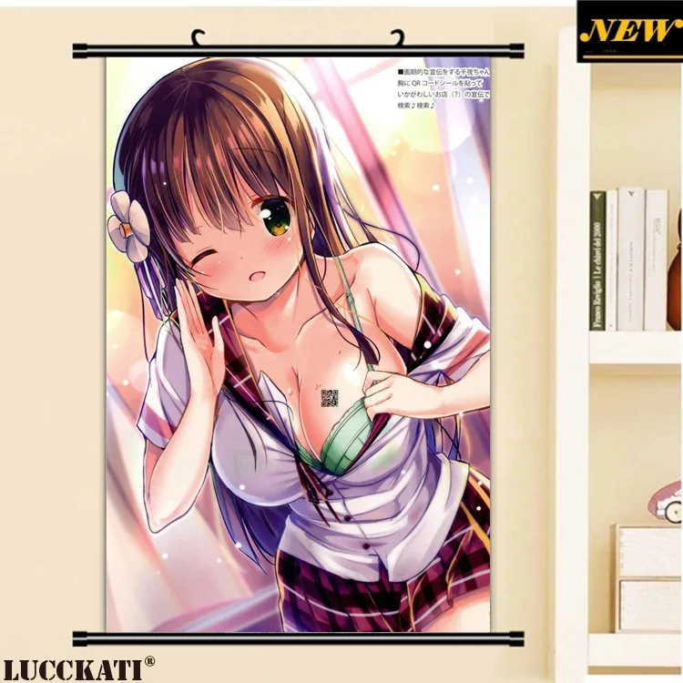 W 40X60 см, Gochiusa Gochuumon wa Usagi Desu ka Rabbit, сексуальная лоли, мультфильм, аниме картинка, настенная прокрутка, холст, живопись, плакат - Цвет: W