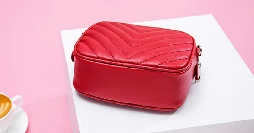 KUJING Women's Handbags Quality PU Women's Fashion Small Square Bag Luxury Striped Women Shoulder Messenger Bag Hot Women's Bag